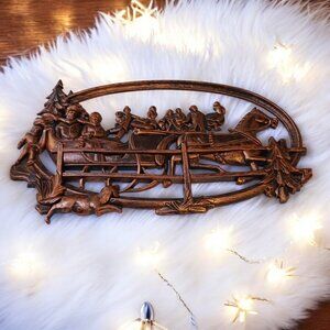 Vintage 1975 Dart Industries Coppercraft Syroco Christmas Sleigh Ride  Wall Art